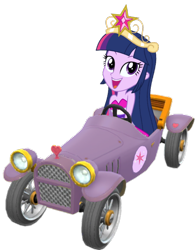 Size: 802x1024 | Tagged: safe, artist:fireluigi29, twilight sparkle, human, equestria girls, g4, big crown thingy, crown, driving, element of magic, female, jewelry, kart, mario kart, open mouth, open smile, regalia, royale, simple background, smiling, solo, transparent background, twilight sparkle (alicorn)