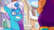 Size: 1920x1080 | Tagged: safe, screencap, comet (g5), sunny starscout, auroricorn, earth pony, pony, crystal ball (episode), g5, my little pony: tell your tale, spoiler:g5, spoiler:my little pony: tell your tale, female, male, mane stripe sunny, mare, smiling, stallion, toothy grin