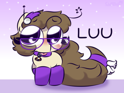 Size: 3200x2400 | Tagged: safe, artist:cushyhoof, oc, oc:luu, earth pony, pony, 4:3, :p, adult blank flank, bell, bell collar, blank flank, blushing, clothes, collar, cute, glasses, high res, looking at you, male, moon eyes, phone drawing, socks, solo, stallion, tongue out, wingding eyes