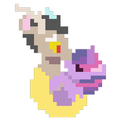 Size: 256x256 | Tagged: safe, editor:kujivunia, discord, twilight sparkle, draconequus, pegasus, pony, unicorn, g4, cute, discute, duo, embrace, female, hug, kissing, male, nose kiss, pixel art, ship:discolight, shipping, simple background, straight, transparent background, unicorn twilight