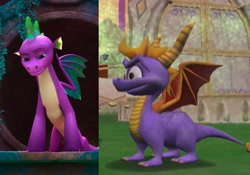 Size: 2736x1920 | Tagged: safe, edit, edited screencap, screencap, spike, dragon, g4, g5, my little pony: make your mark, my little pony: make your mark chapter 6, the isle of scaly, spoiler:g5, gamecube, playstation, playstation 2, spike as spyro, spyro the dragon, spyro the dragon (series), spyro: enter the dragonfly, the isle of scaly (location), wings