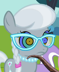 Size: 1080x1323 | Tagged: safe, artist:marybethemberjoy49-1, edit, edited screencap, screencap, diamond tiara, silver spoon, earth pony, pony, snake, g4, twilight time, female, filly, foal, glasses, hypno eyes, hypnosis, hypnotized, jewelry, kaa, kaa eyes, necklace, offscreen character, pearl necklace