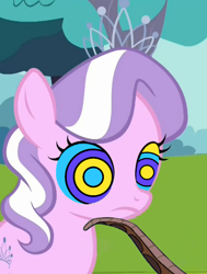 Size: 1080x1432 | Tagged: safe, artist:marybethemberjoy49-1, edit, edited screencap, screencap, diamond tiara, earth pony, pony, snake, g4, twilight time, female, filly, foal, hypno eyes, hypnosis, hypnotized, kaa, kaa eyes, offscreen character