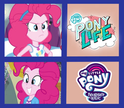 Size: 958x834 | Tagged: safe, edit, edited screencap, editor:questphillips, screencap, pinkie pie, equestria girls, g4, g4.5, my little pony: pony life, drama, g4 purist, logo, op can't let go, op is a duck, op is a slowpoke, op is trying to start shit, pony life drama, solo