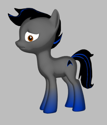 Size: 597x695 | Tagged: safe, artist:techno-babble, oc, oc only, oc:techno babble, earth pony, pony, series:technoverse, 3d pony creator, gray background, male, sad, simple background, stallion