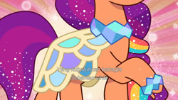 Size: 3072x1727 | Tagged: safe, screencap, sunny starscout, earth pony, pony, crystal ball (episode), g5, my little pony: tell your tale, spoiler:g5, spoiler:my little pony: tell your tale, spoiler:tyts01e68, clothes, dress, female, indonesian, mare, solo, subtitles