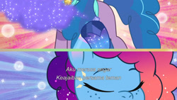 Size: 3072x1727 | Tagged: safe, screencap, izzy moonbow, misty brightdawn, pony, unicorn, crystal ball (episode), g5, my little pony: tell your tale, spoiler:g5, spoiler:my little pony: tell your tale, spoiler:tyts01e68, eyes closed, female, mare, rebirth misty, trio, trio female, unnamed character