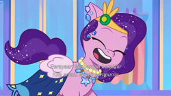 Size: 3072x1727 | Tagged: safe, screencap, pipp petals, pegasus, pony, crystal ball (episode), g5, my little pony: tell your tale, spoiler:g5, spoiler:my little pony: tell your tale, spoiler:tyts01e68, adorapipp, cute, eyes closed, female, indonesian, mare, open mouth, open smile, smiling, solo, subtitles