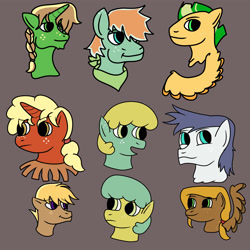 Size: 3500x3500 | Tagged: safe, artist:dexterousdecarius, oc, oc:airizona apple, oc:apple core, oc:crispin apple, oc:flapjack, oc:gala apple, oc:goldie, oc:merry, oc:pippin apple, oc:snow apple, earth pony, pegasus, pony, unicorn, braid, braided ponytail, brother and sister, brothers, colored wings, earth pony oc, female, freckles, high res, horn, implied polyamory, magical lesbian spawn, male, offspring, parent:applejack, parent:coloratura, parent:soarin', parent:trenderhoof, parents:rarajack, parents:soarinjack, parents:trenderjack, pegasus oc, ponytail, siblings, sisters, triplets, twins, two toned wings, unicorn oc, wings