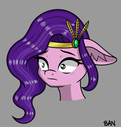 Size: 1486x1553 | Tagged: safe, artist:banquo0, pipp petals, pegasus, pony, g5, adorapipp, bust, crown, cute, gray background, jewelry, portrait, regalia, simple background, solo, thousand yard stare