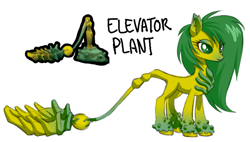 Size: 1210x689 | Tagged: safe, artist:wtfponytime, alien, alien pony, original species, plant pony, pony, concave belly, crossover, deep rock galactic, elevator plant, gradient hooves, gradient legs, hooves, plant, ponified, simple background, slender, solo, thin, unshorn fetlocks, white background