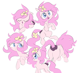 Size: 5066x4798 | Tagged: safe, artist:parfait, oc, oc only, oc:kayla, earth pony, pony, female, filly, flower, flower in hair, foal, scrunchie, simple background, solo, white background