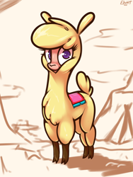 Size: 2250x3000 | Tagged: safe, artist:ebvert, paprika (tfh), alpaca, them's fightin' herds, cloven hooves, community related, female, high res, looking at you, solo