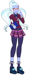 Size: 2200x5700 | Tagged: safe, artist:bonechill32, sugarcoat, human, equestria girls, g4, my little pony equestria girls: friendship games, clothes, crystal prep academy, crystal prep academy uniform, female, glasses, hairclip, leggings, lips, nails, pigtails, plaid skirt, school uniform, shoes, simple background, skirt, socks, solo, transparent background