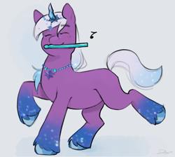 Size: 3482x3124 | Tagged: safe, artist:daisy_marshmallow, violet frost, auroricorn, pony, unicorn, g5, my little pony: make your mark, my little pony: make your mark chapter 6, spoiler:g5, spoiler:my little pony: make your mark chapter 6, cute, eyes closed, female, flute, high res, jewelry, mare, musical instrument, plump, round belly, simple background, solo, unshorn fetlocks, violetbetes