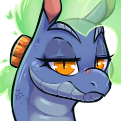 Size: 500x500 | Tagged: safe, artist:ebvert, baihe (tfh), dragon, hybrid, longma, them's fightin' herds, community related, head only, lidded eyes, simple background, solo, transparent background