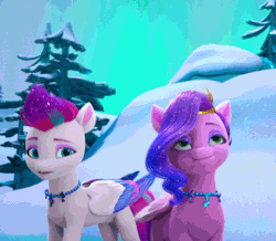 Size: 800x696 | Tagged: safe, screencap, pipp petals, zipp storm, pegasus, pony, g5, my little pony: make your mark, my little pony: make your mark chapter 6, secrets of starlight, spoiler:g5, spoiler:my little pony: make your mark, spoiler:my little pony: make your mark chapter 6, spoiler:mymc06e04, adorapipp, animated, cute, female, gif, happy, mare, royal sisters (g5), siblings, sisters, smiling, spread wings, wings
