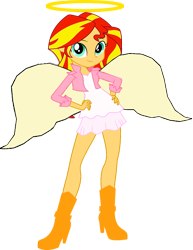 Size: 1073x1388 | Tagged: safe, artist:incredibubbleirishguy, artist:sugar-loop, edit, editor:incredibubbleirishguy, sunset shimmer, angel, equestria girls, g4, my little pony equestria girls: friendship games, a christmas carol, beautiful, christmas, clothes, halo, holiday, pretty, simple background, skirt, solo, transparent background, white dress, wings