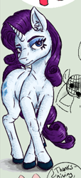 Size: 391x855 | Tagged: safe, artist:bruttas46, rarity, pony, unicorn, g4, /mlp/, digital art, ear fluff, eyebrows, eyelashes, female, front view, head tilt, hooves, makeup, mare, shading, shading practice, simple background, unamused