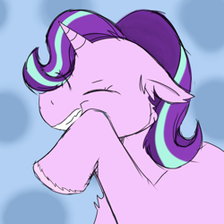 Size: 768x768 | Tagged: safe, artist:djdoublej, starlight glimmer, pony, unicorn, g4, eyes closed, female, laughing, solo