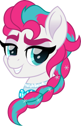 Size: 1029x1600 | Tagged: safe, artist:cloudy glow, part of a set, zipp storm, pegasus, pony, g5, braid, disney, disney 100, disney princess, disney princess ponies, elsa, female, frozen (movie), head, simple background, smiling, solo, transparent background