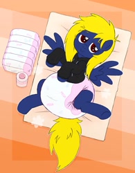 Size: 1601x2048 | Tagged: safe, artist:fillyscoots42, oc, oc:naveen numbers, pegasus, pony, diaper, diaper fetish, fetish, non-baby in diaper, poofy diaper, solo