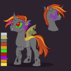Size: 3000x3000 | Tagged: safe, artist:nika-rain, oc, changeling, original species, pony, commission, gray background, high res, reference, reference sheet, simple background, solo, yellow changeling
