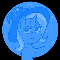 Size: 2048x2048 | Tagged: safe, artist:doughnut-doodles, trixie, pony, unicorn, g4, dreamworks face, high res, lidded eyes, looking at you, smiling, smirk, smug, solo, sparkles