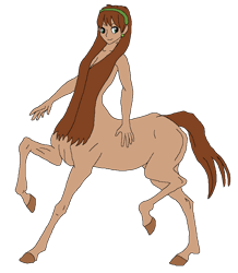 Size: 754x866 | Tagged: safe, artist:cdproductions66, artist:nypd, oc, oc only, oc:jade verdi, centaur, monster girl, taur, base used, brown hair, centaurified, cleavage, ear piercing, earring, female, godiva hair, green eyes, hairband, hooves, human head, jewelry, missing cutie mark, piercing, raised hooves, simple background, solo, strategically covered, transparent background