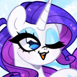 Size: 1000x1000 | Tagged: safe, artist:vivian reed, rarity, pony, unicorn, g4, bust, female, mare, one eye closed, open mouth, open smile, smiling, solo
