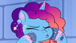 Size: 3072x1727 | Tagged: safe, screencap, misty brightdawn, pony, unicorn, crystal ball (episode), g5, my little pony: tell your tale, spoiler:g5, spoiler:my little pony: tell your tale, spoiler:tyts01e68, cute, dashface, eyes closed, female, mare, mistybetes, rebirth misty, solo