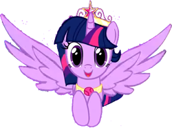 Size: 698x519 | Tagged: safe, artist:sparkle animation studio, edit, editor:incredibubbleirishguy, twilight sparkle, alicorn, pony, g4, background removed, big crown thingy, crown, cute, element of magic, flying, happy, jewelry, looking at you, regalia, simple background, solo, spread wings, tiara, transparent background, twiabetes, twilight sparkle (alicorn), wings