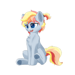 Size: 1800x1800 | Tagged: safe, artist:youle, oc, oc only, unnamed oc, earth pony, pony, 2024 community collab, derpibooru community collaboration, chest fluff, ear fluff, open mouth, open smile, simple background, sitting, smiling, solo, transparent background, underhoof