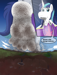 Size: 2194x2855 | Tagged: safe, artist:az12lol, shining armor, unicorn, anthro, plantigrade anthro, g4, armor, barefoot, barefooting, crush fetish, crushing, dirt, dirty, dirty feet, feet, fetish, foot fetish, foot focus, footprint, giga, giga giant, high res, macro, male, mega giant, size comparison, size difference, soles, solo, stomp, stomping, sweat, sweaty feet, toes, unaware, underfoot