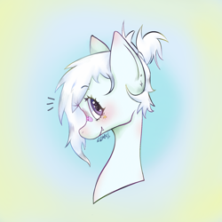Size: 1752x1752 | Tagged: safe, artist:sizack, oc, oc only, earth pony, pony, bandaid, bandaid on nose, bust, colored, digital art, ear piercing, earring, female, jewelry, makeup, piercing, profile, signature, solo, stars