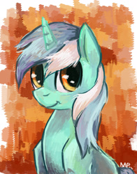 Size: 1880x2401 | Tagged: safe, artist:mapony240, lyra heartstrings, pony, unicorn, g4, bust, female, looking at you, mare, portrait, smiling, solo