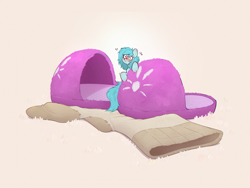 Size: 4078x3061 | Tagged: safe, artist:rexyseven, oc, oc only, oc:whispy slippers, earth pony, pony, blushing, clothes, cute, female, micro, ocbetes, simple background, slippers, sock, solo, tiny, tiny ponies