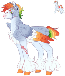 Size: 2208x2597 | Tagged: safe, artist:sleepy-nova, oc, oc only, oc:thunderburst, pegasus, pony, colored wings, high res, male, multicolored wings, simple background, solo, stallion, transparent background, wings