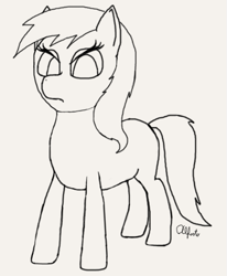 Size: 417x507 | Tagged: safe, artist:alfosto, derpibooru exclusive, oc, earth pony, pony, angry, earth pony oc, female, female oc, looking at you, mare, mare oc, monochrome, pony oc, signature, simple background, sketch, solo, white background