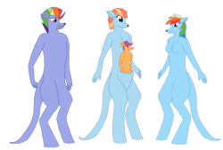 Size: 1280x864 | Tagged: safe, artist:mlp-headstrong, bow hothoof, rainbow dash, scootaloo, windy whistles, kangaroo, anthro, g4, adopted, adopted offspring, barbie doll anatomy, breasts, family, father and child, father and daughter, female, freckles, male, mother and child, mother and daughter, parent:bow hothoof, parent:windy whistles, parents:windyhoof, pouch, scootadoption, scootalove, siblings, simple background, sisters, smiling, species swap, transparent background
