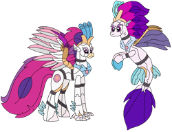 Size: 2742x2110 | Tagged: safe, artist:supahdonarudo, queen novo, classical hippogriff, gynoid, hippogriff, robot, seapony (g4), series:novoember, g4, my little pony: the movie, duality, female, high res, roboticization, simple background, transparent background