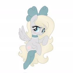Size: 2048x2048 | Tagged: safe, artist:flutterio1, oc, oc only, oc:mint opal, pegasus, pony, bow, clothes, hair bow, high res, pegasus oc, simple background, socks, solo, white background
