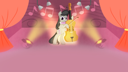 Size: 900x512 | Tagged: safe, artist:thread8, octavia melody, earth pony, pony, g4, bipedal, curtains, musical instrument, rolling sky, spotlight, stage, violin