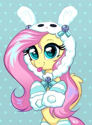 Size: 2236x3035 | Tagged: safe, artist:confetticakez, fluttershy, pegasus, pony, g4, abstract background, bipedal, clothes, cute, daaaaaaaaaaaw, eyebrows, female, high res, looking at you, mare, shyabetes, smiling, smiling at you, socks, solo, tongue out, weapons-grade cute