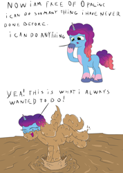 Size: 2000x2816 | Tagged: safe, artist:amateur-draw, misty brightdawn, pony, unicorn, g5, covered in mud, cute, female, high res, mare, mistybetes, mud, mud bath, mud play, mud pony, muddy, playing, solo