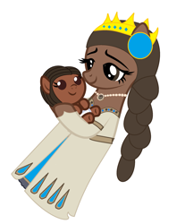 Size: 1749x2115 | Tagged: safe, artist:brightstar40k, earth pony, pony, african american, asha, baby, baby pony, disney, duo, duo female, female, filly, foal, mare, ponified, queen amaya, simple background, white background, wish (disney), younger