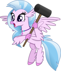 Size: 5051x5940 | Tagged: safe, artist:anime-equestria, silverstream, classical hippogriff, hippogriff, g4, absurd resolution, female, hammer, happyhammer, jewelry, necklace, simple background, solo, transparent background, vector, wings