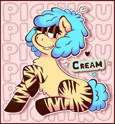 Size: 1901x2048 | Tagged: safe, artist:pichiru__, oc, oc:cream, earth pony, pony, zebra, photo, solo