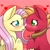 Size: 1800x1800 | Tagged: safe, artist:jponyotaku, big macintosh, fluttershy, earth pony, pegasus, pony, g4, big macintosh's yoke, blushing, female, heart, heart background, horse collar, looking at each other, looking at someone, looking into each others eyes, male, mare, ship:fluttermac, shipping, stallion, straight