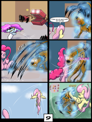 Size: 6000x8000 | Tagged: safe, artist:chedx, fluttershy, pinkie pie, earth pony, pegasus, pony, comic:learning with pibby glitch battles, g4, boxy boo, comic, commission, community related, corrupted, crossover, error, fanfic, fanfic art, glitch, multiverse, pibby, scooby-doo, scooby-doo!